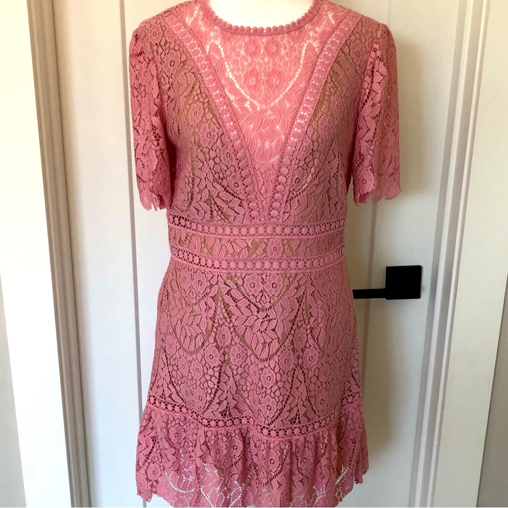 SAYLOR Darian Lace Dress in pink - M